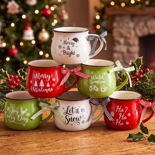 LemonRoad 6 Pcs Christmas Coffee Mugs, 12 oz Holiday Gift Ceramic Mugs Bulk by Unknown