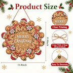 Gingerbread Christmas Decorations Merry Christmas Wreath Wooden Sign - Image 3