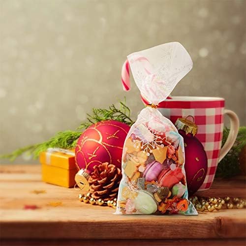 CCINEE Snowflake Treat Bag,Christmas Cellophane Bag with Twist Ties Candy Cookie Bags for Party Supplies,120PCS - Image 5