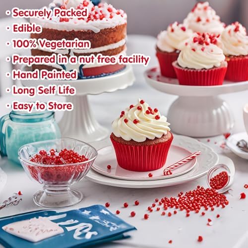 Edible Red Pearl Sprinkles,130g,Edible Pearl Sugar Sprinkles,Baking Edible Cake Decorations,Cupcake Toppers,Cookie Decorating,Donuts Ice Cream Toppings,Wedding Birthday Party Supplies - Image 6