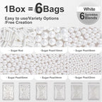 White Edible Cake Pearls Sprinkles with Claw Pen for Cake Decorating, 180g - Image 2