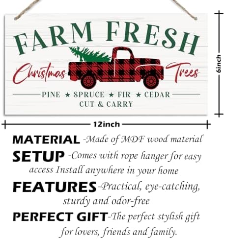 Farm Fresh Christmas Trees Wood Sign, Christmas Hanging Wood Sign, Winter Decorative Wall Signs, Rustic Winter Wooden Door Signs, Farmhouse Outdoor Wooden Xmas Decor, Xmas Wall Alt - Image 2