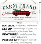 Farm Fresh Christmas Trees Wood Sign, Christmas Hanging Wood Sign, Winter Decorative Wall Signs, Rustic Winter Wooden Door Signs, Farmhouse Outdoor Wooden Xmas Decor, Xmas Wall Alt - Image 2