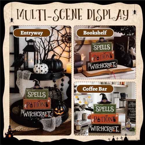 4 Pcs Hocus Pocus Decor, Vintage Halloween Decorations Indoor Table Sign - Image 7