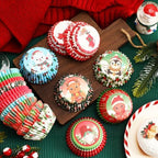 SANNIX 450pcs Christmas Cupcake Liners, 9 Patterns, Santa Snowman Christmas - Image 3