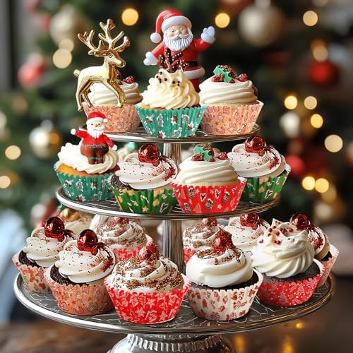 SANNIX 450pcs Christmas Cupcake Liners, Christmas Santa Snowman Gingerbread - Image 4