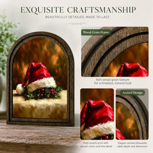 Santa Hat Arched Table Sign, Rustic Christmas Farmhouse Decor - Image 4