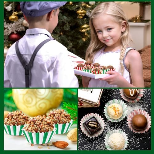 800pcs Christmas Mini Cupcake Liners Candy Pattern Baking Cups - Image 7