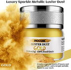 INOCERIS Edible Luster Dust, 5 Grams Food Grade Gold Cake Dust Shimmer Metallic Gold Food Coloring Powder for Cake Decorating, Baking, Fondant, Chocolate, Candy, Drinks, Cookies - Image 6