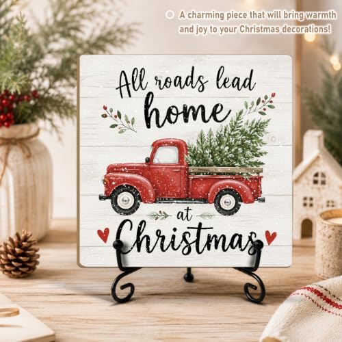 All Roads Lead Home at Christmas Wooden Sign with Support Stand - Image 4