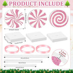 3 Pieces Christmas Table Decorations Wood Candy Set, Pink Christmas Tiered Tray Decor,Rustic Candy Table Decorations for Home Tables (Pink) - Image 2