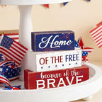 Moucuny 4 Pcs 4th of July Patriotic Table Decorations Wooden Signs - Image 6