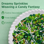 Green Sprinkles for Cake Decorating, ST Patricks Day Spring Sprinkles Mix with Shamrock Clover Jimmies Nonpareils for Ice Cream Cupcakes Baking Cookies Cake Topping - Image 3