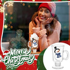 Sliner 6 Pcs Glass Coffee Mugs, Snowman Irish Mugs with Handle - Image 2