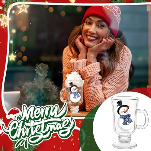 Sliner 6 Pcs Glass Coffee Mugs, Snowman Irish Mugs with Handle - Image 2