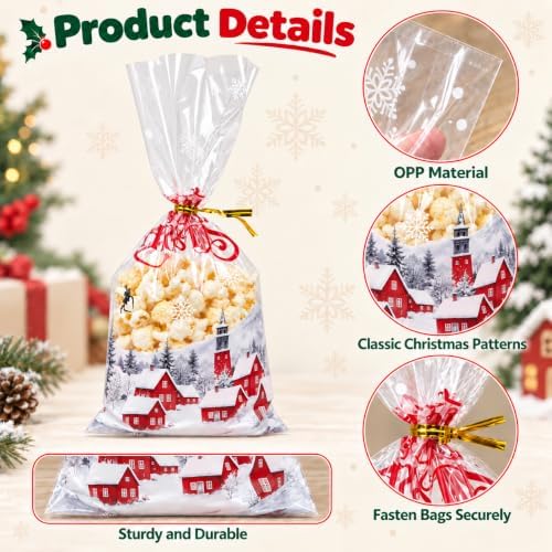 CCINEE 200PCS Christmas Cellophane Treat Bags for Holiday Party Favors - Image 3