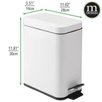 mDesign 5 Liter Rectangular Small Steel Step Trash Can Wastebasket, Garbage - Image 4