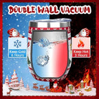 MEZMUT 12 Oz Insulated Christmas Wine Tumbler with Lid Straw (White,1) - Image 5
