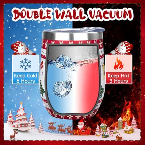 MEZMUT 12 Oz Insulated Christmas Wine Tumbler with Lid Straw (White,1) - Image 5