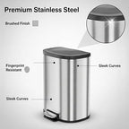 Garvee Stainless Steel Trash Can, 50 L/13 gal Hands Free Garbage Can - Image 4