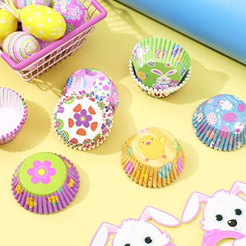 SANNIX 450pcs Easter Cupcake Liners, Bunny Chick Egg Baking Cups Cupcake Wrappers Paper Wraps Muffin Liners for Easter Spring Birthday Party Candy Cake Decorations Supplies(9 Designs) - Image 3