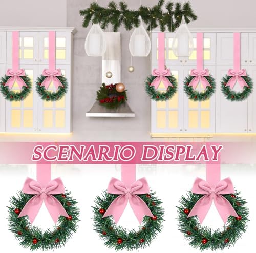 Retrowavy 12 Pcs Small Christmas Kitchen Cabinet Wreaths with Ribbon - Image 6