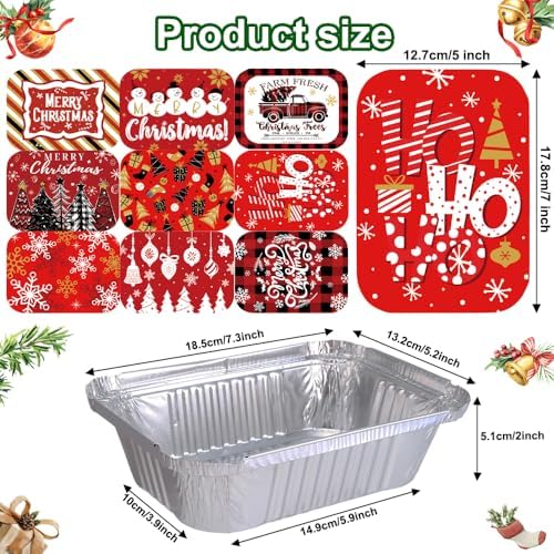 DIYDEC 36PCS Christmas Aluminum Food Containers Foil storage Tin with Lids - Image 3