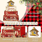 Moucuny 4 Pcs Christmas Nativity Table Decorations Xmas Jesus Block Signs - Image 3
