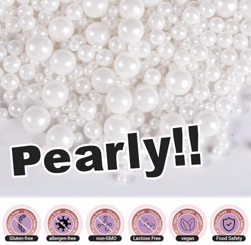 White Edible Cake Pearls Sprinkles with Claw Pen for Cake Decorating, 180g - Image 4
