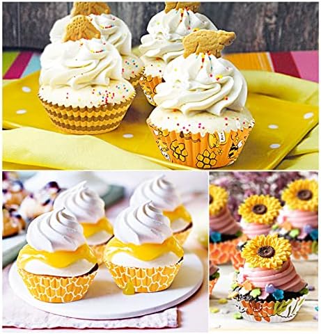 SANNIX 450pcs Yellow Cupcake Liners - 9 Bee Designs for Parties & Celebrations - Image 6