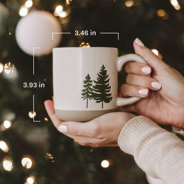 Sweet Water Decor Green Fair Isle Coffee Mug, 14oz Stoneware Christmas Cup - Image 6