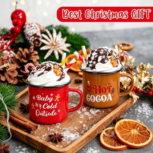 2 PCS Hot Cocoa Tiered Tray Mug Decor Set with Faux Whipped - Image 6