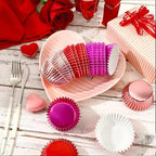 SANNIX 450Pcs Valentine's Day Foil Cupcake Liners Red Pink Cupcake Wrappers Foil Metallic Muffin Liners Baking Cups for Valentines Wedding Party Decorations Supplies - Image 7