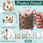 Bokon 4 Pcs Christmas Glass Coffee Mugs with Handle, 12 oz - Image 3
