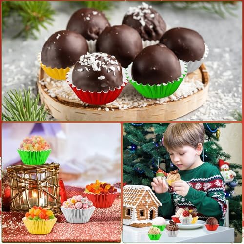 400pcs Christmas Mini Foil Cupcake Liners Golden Red Green Silver - Image 6