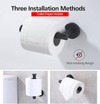 4pcs Matte Black Toilet Paper Holder and Towel Ring Set, Stainless Steel Hand - Image 3