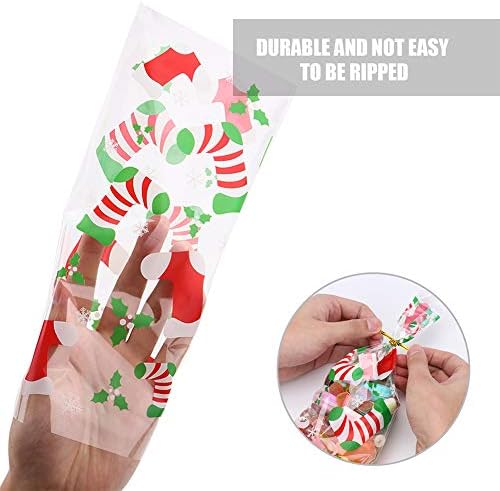 CCINEE Christmas Cellophane Bags,Xmas Assorted Treat Bags with Twist Ties Candy Cookie Bags for Party Supplies,144PCS - Image 4