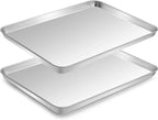 Half Sheet Pan of 2, CEKEE Stainless Steel Baking Sheet Pan Tray Cookie Sheet by CEKEEBakingEasilyHappily