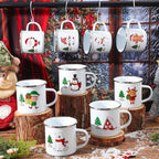 Christmas Enamel Mug Set of 9, 12 oz Hot Cocoa Mini Coffee Mugs Bulk, Novelty Holiday Set, Stocking Stuffer Gift for Kids, Women, Friends, Coworkers, Family - Image 4