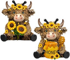 2 Pack Bee Highland Cow Figurine Decor, Bee Deor for Home - Image 6