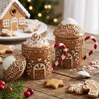 Potchen 2 Pcs Christmas Ceramic Gingerbread House Mugs with Lids - Image 3