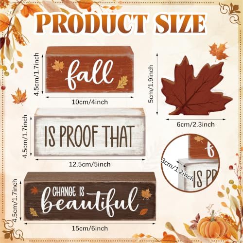 4 Pcs Fall Tiered Tray Decor, Wooden Fall Decorations for Home - Image 3