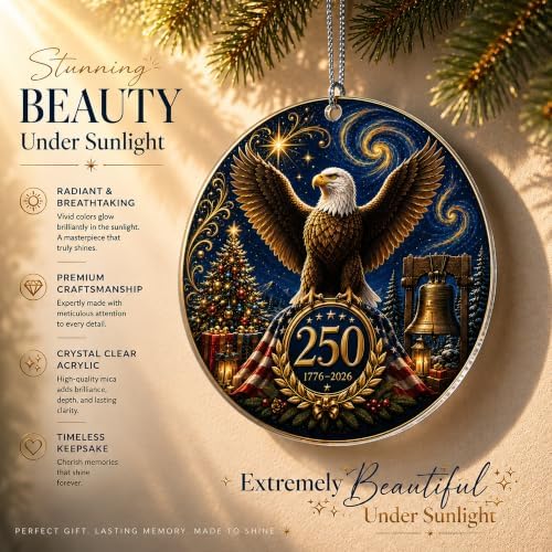 Christmas Decorations - Christmas Ornaments - 250 Anniversary USA Merchandise - Christmas Ornament 2026 – Christmas Decoration for Home, Stocking Stuffers - Gifts for Family Mom Dad Friends Coworker - Image 3