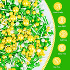 Edible Green Yellow White Sprinkles,Confetti Pearls Jimmies Sugar Sprinkle - Image 4