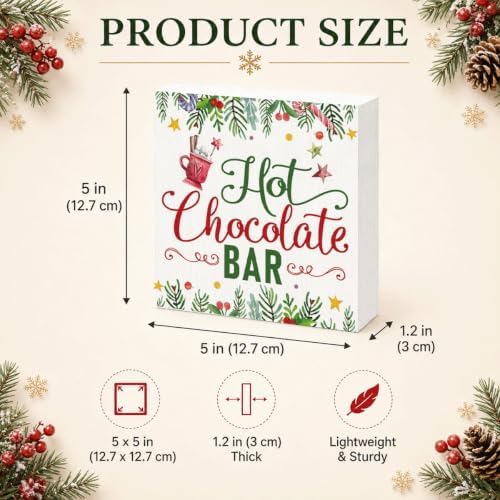 Hot Chocolate Bar Wood Box Sign, Christmas Kitchen Decor for Shelf - Image 3