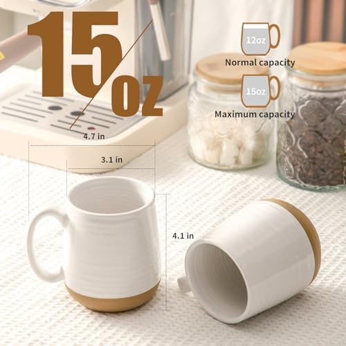 HASENSE Porcelain Coffee Mugs Set of 6, 15 Ounce Large Ceramic Coffee Cups Set with Handle for Latte, Tea, Cocoa and Hot Chocolate, Colorful Coffee Mugs for Men and Women, Microwave Safe - Image 2