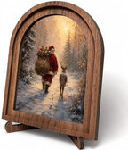 Santa Reindeer Arched Decor, Winter Forest Table Sign, 5.9x7.9 by HPCHENG