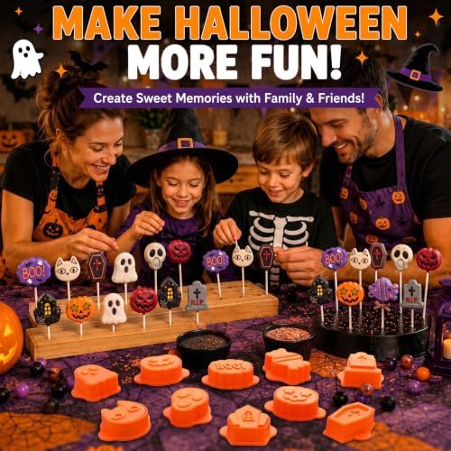 10 Pcs Halloween Cake Pop Molds Set with 100 Sticks - Image 3