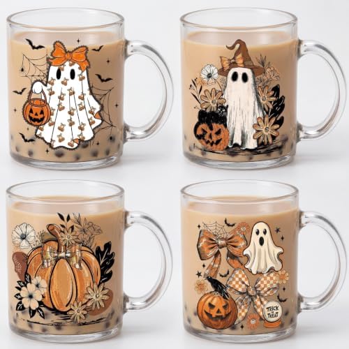 Tioncy 4 Pcs Halloween Coffee Mugs Ghost Glass Cups by Tioncy