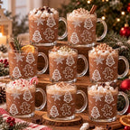 LemonRoad 8 Pcs Christmas Glass Coffee Mugs 12 oz Gingerbread Cups by Unknown